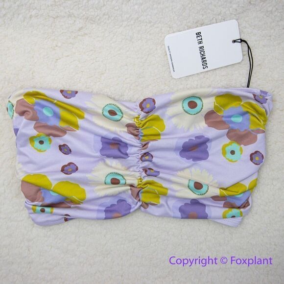 NEW Free People x Beth Richards delray 70’s‎ floral bikini top, purple, size XS - Picture 4 of 12